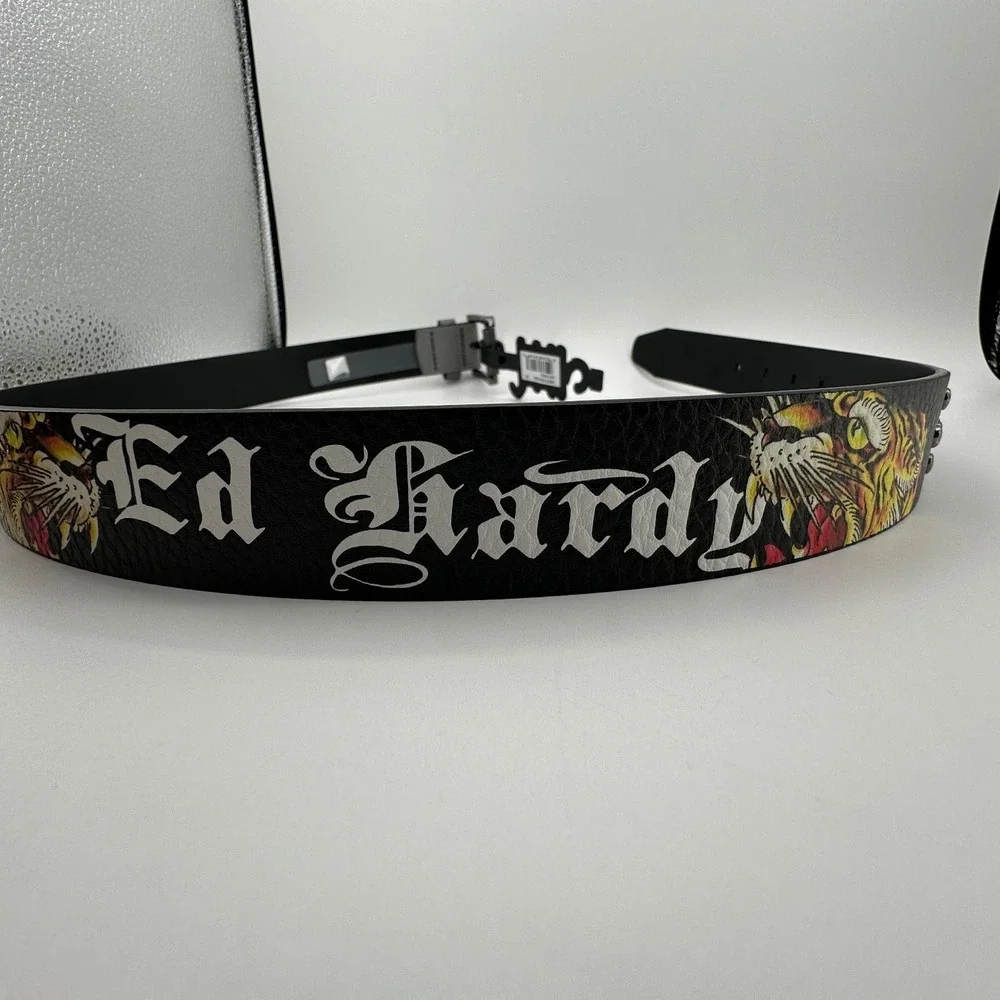Ed Hardy Belt‎ Mens 36 For The World XI-04 LOVE KILLS SLOWLY Tattoo Studded NEW